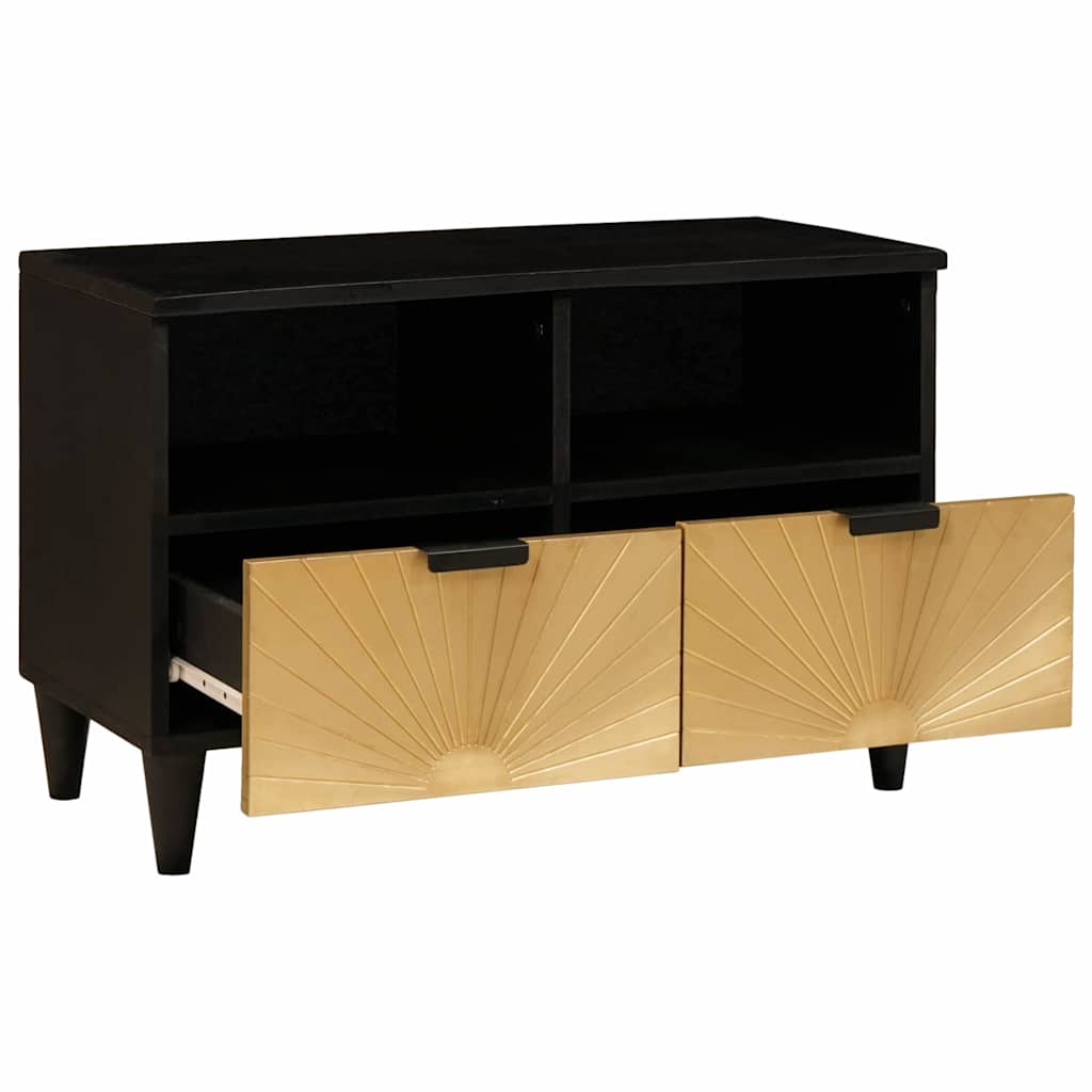 TV Cabinet Black and Gold 70 x 33 x 46 cm Solid mango wood
